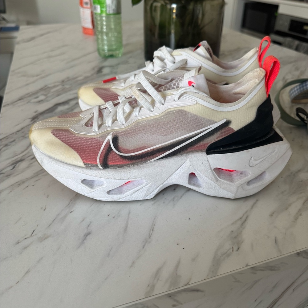 Nike White and Red Running Shoes